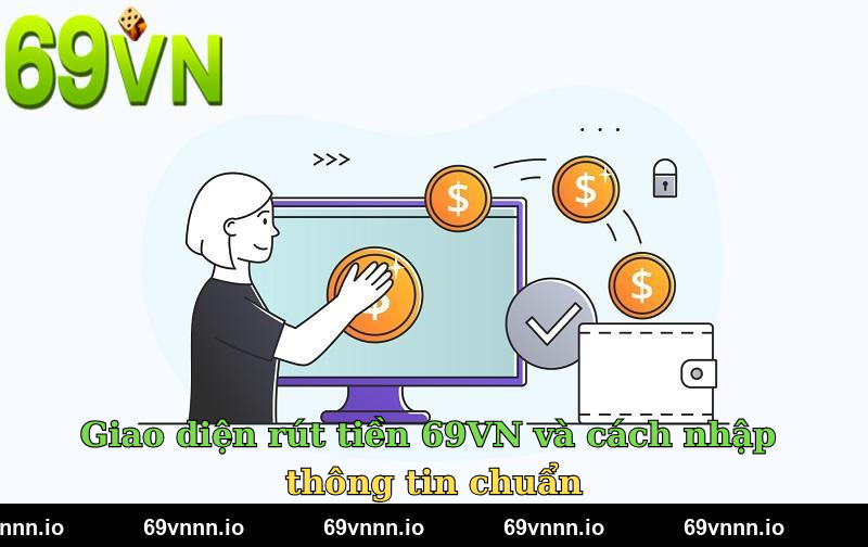 Giao diện rút tiền 69VN và cách nhập thông tin chuẩn